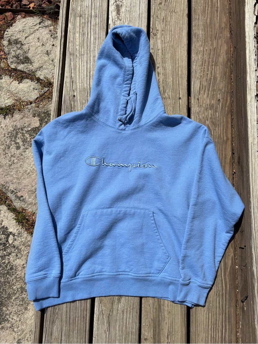 Champion Blue Hoodie with Champion Print